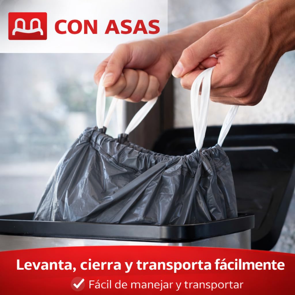 Baggifly, Bolsas de Basura 30L, 150 Bolsas Muy Resistentes, 100% Recicladas, Cierra Fácil, ECO Friendly, Uso Doméstico, Pack 5 x 30, Fabricado en España