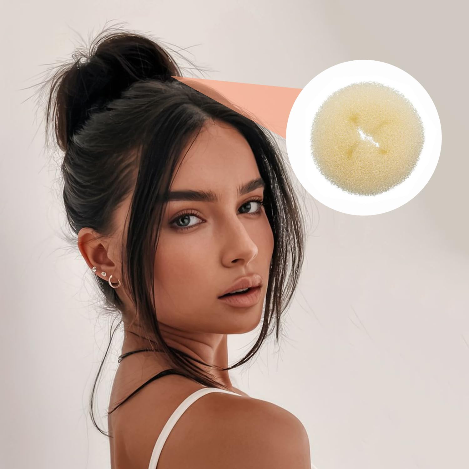 Juego de 21 Piezas Moldeador de Moños para Mujer, Kit con Donuts de Pelo y Horquillas - Beige