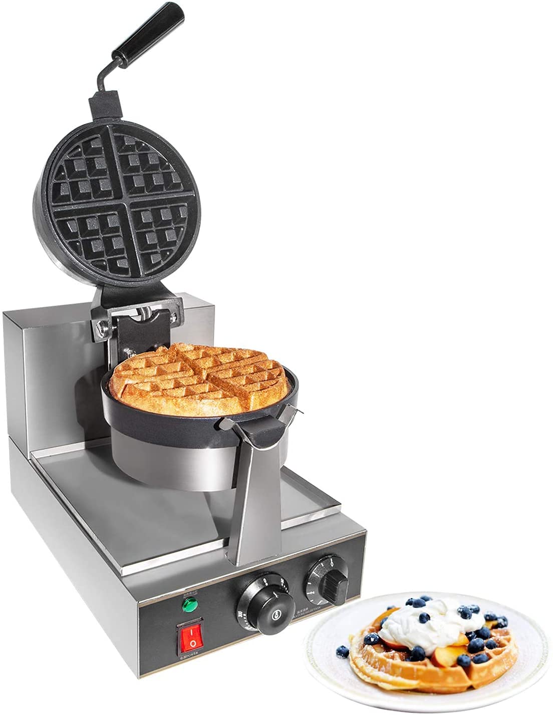 Shoppers Hub PNQ 1300W 4 Slot Teflon Coated Electric Round Rotating Belgian Waffle Maker Machine for Heavy Duty Use in Waffle Shops, Bakeries, Cloud Kitchens, Cafes, Hotels and Restaurants-image-42