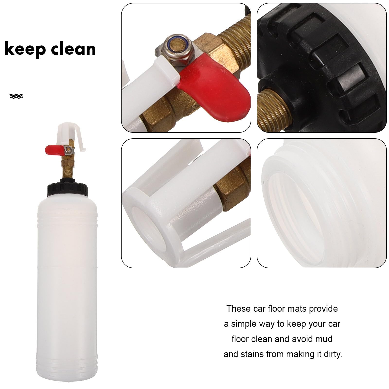 Generico Kit di Spurgo Liquido Freni Pneumatico Bottiglia di Riempimento in Plastica e Metallo, Strumento per Cambio Olio Freni Sicuro e Veloce, Adatto per Officina e Uso Professionale