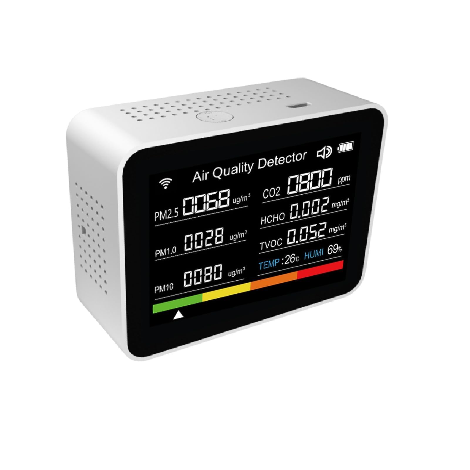 13 en 1 Tuya Intelligent Air Quality Monitor Interior, Detector de CO2 portátil, admite la función de Alarma de Control de Aplicaciones remotas con probador de Calidad del Aire (Blanco)
