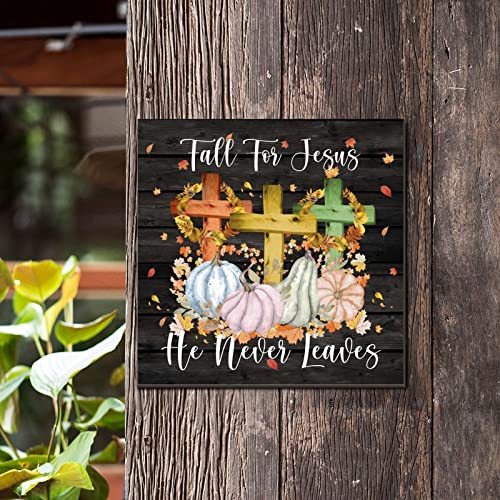 Plaque en bois Fall for Jesus rustique avec croix d'érable