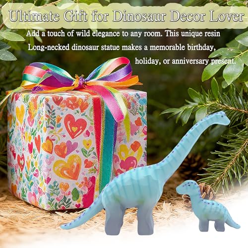 Set de 2 estatuas decorativas de dinosaurios Brachiosaurus miniatura 7