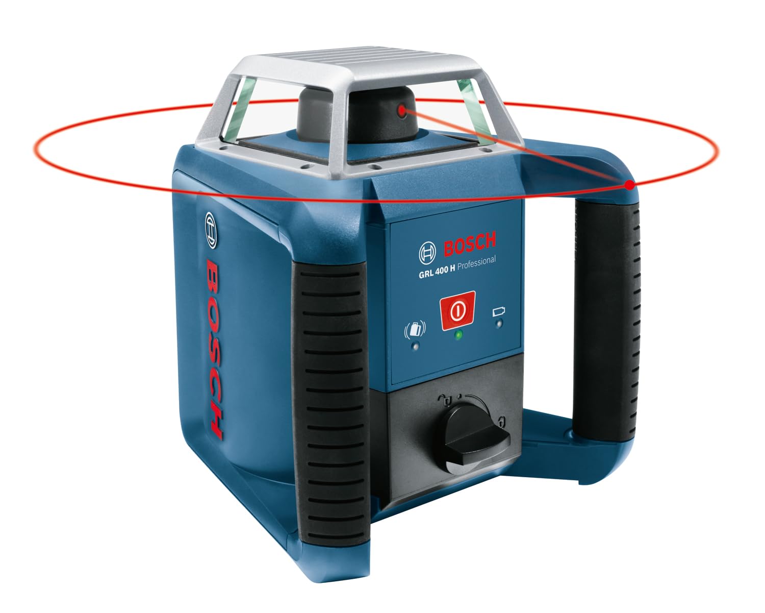 Bosch Professional Laser obrotowy GRL 400 H (jeden przycisk obsługowy, LR 1, zasięg pracy: do 400 m (średnica), akumulatorki ładowane (2xD, 1x9V), ładowarka, L-Boxx)