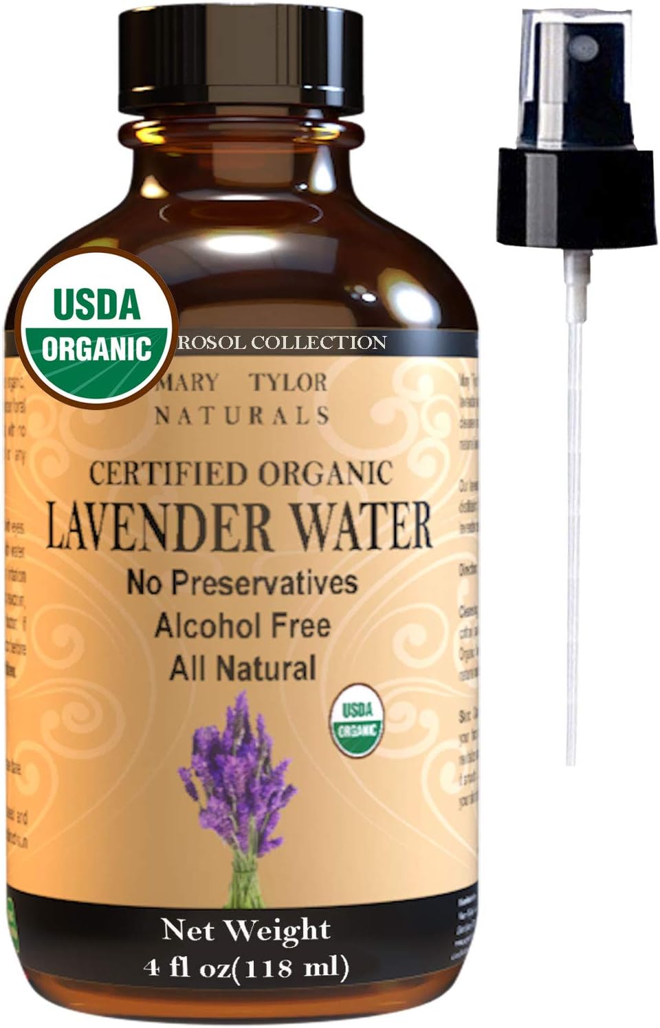 Organic Lavender Water Toner (4 oz), USDA Certified Hydrosol, Pure and Natural Skin & Facial Toner Spray by Mary Tylor Naturals