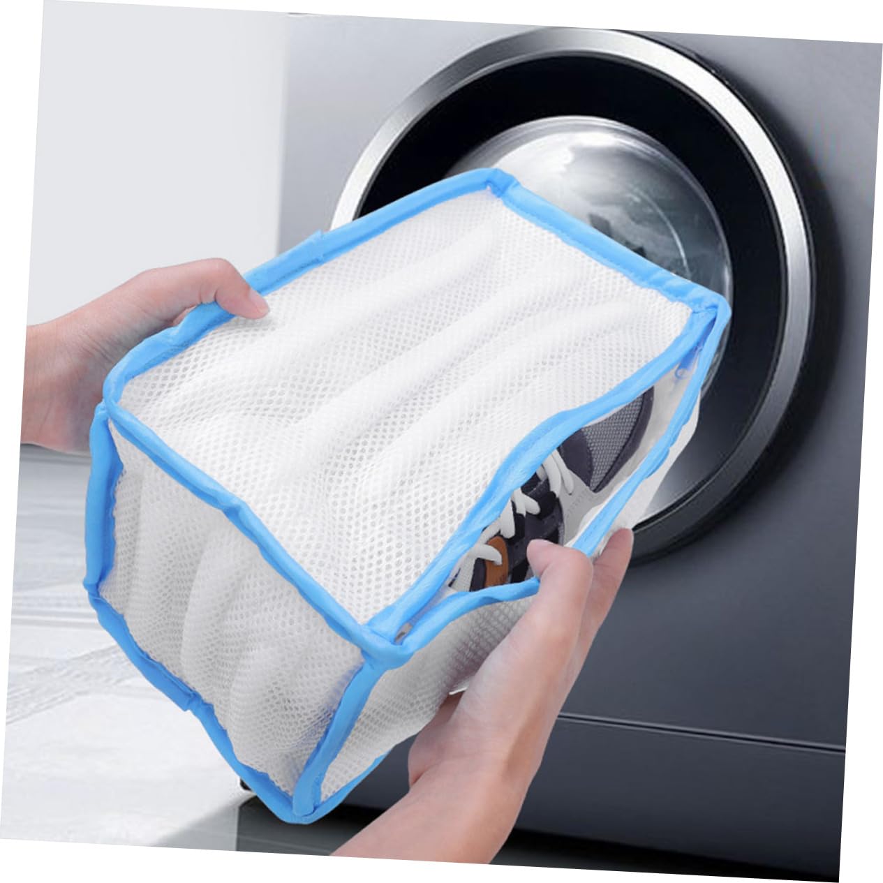 Zerodeko 3piezas Bolsa De Lavandería Para Zapatos De Malla Resistente Protección Antideformante y Cremallera Oculta Para Lavadora Previene Daños Zapatillas y Ropa