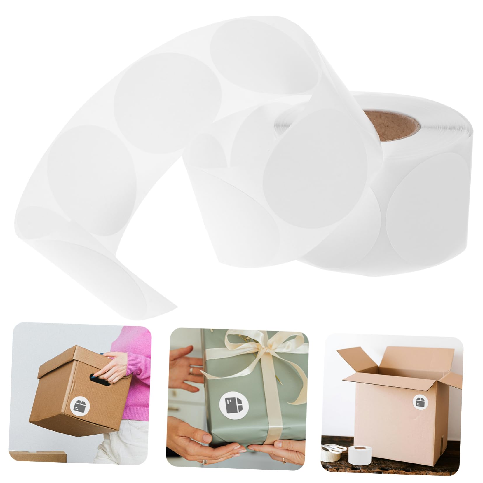 NUOBESTY 4rouleaux Étiquettes Thermiques Rondes Pour Colis Autocollants Adhésifs Blancs Pour Et Prix Résistantes à Eau Et Aux