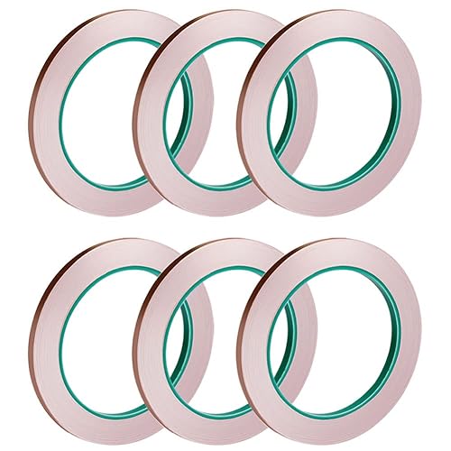Selizo Paquete de 6 cintas de aluminio de cobre con adhesivo conductor para blindaje EMI circuitos de papel reparaciones eléctricas conexión a tierra
