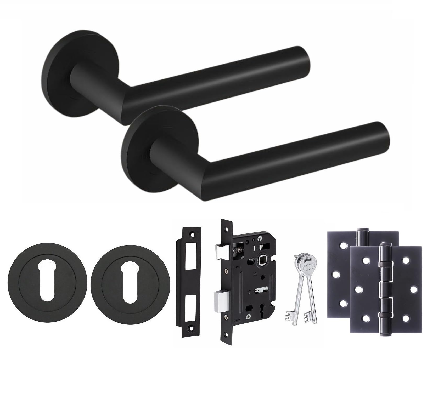 Golden Grace Mitred Design Internal Door Handle Matt Black Finish Key Lock Internal Door Handle Set 64mm Lock,ball Bearing Hinges On Round Ros from B&Q