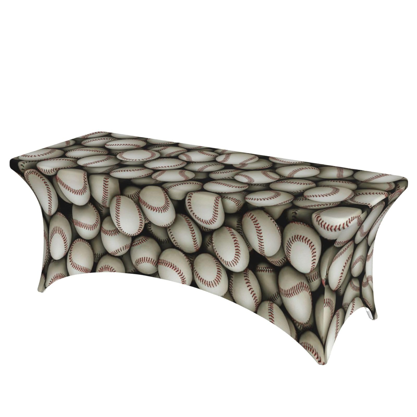NImongt Baseball Print Elastic Rectangular Tablecloth Holidays Family Banquet Wedding Party Table Cover