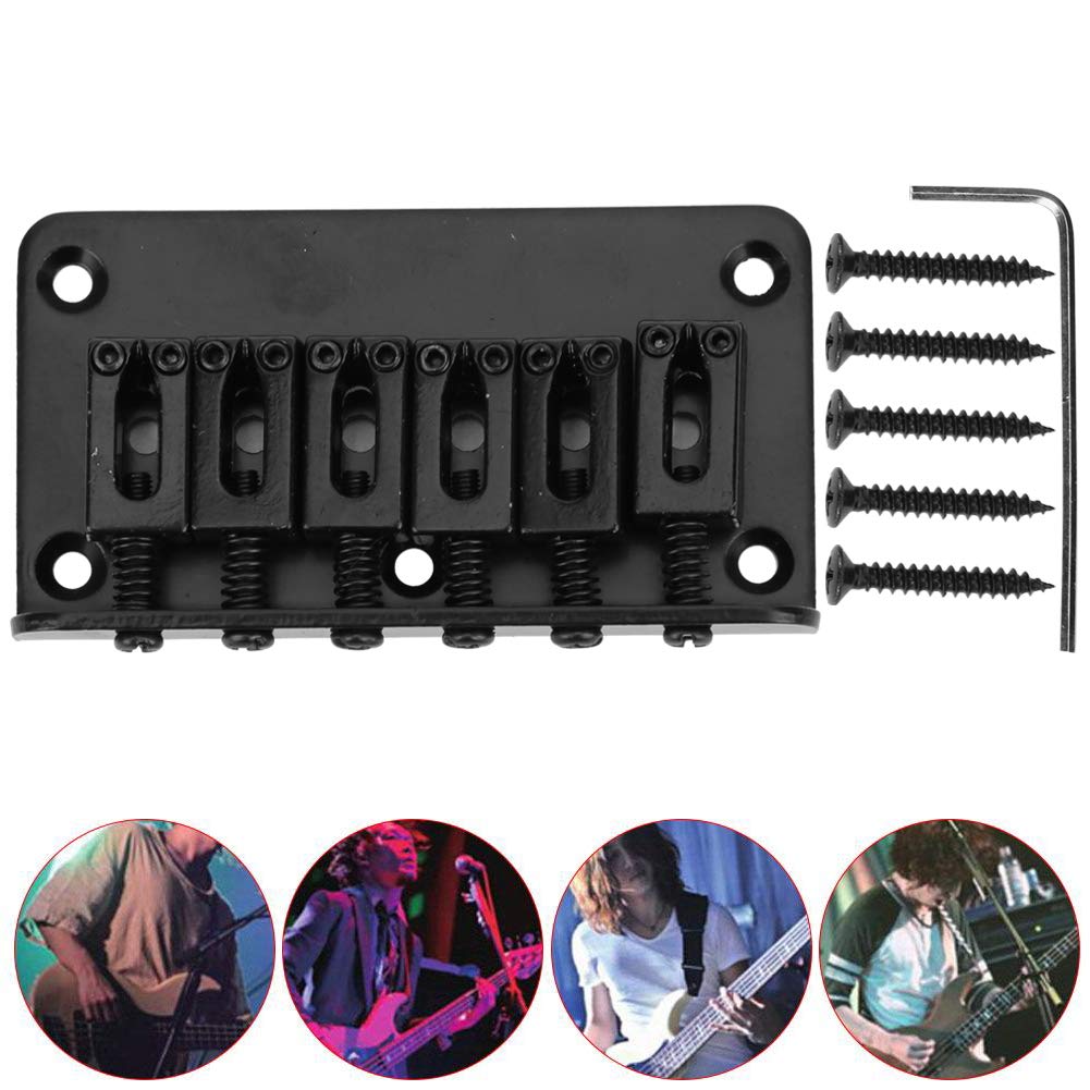 RiToEasysports 6-strunowy stały mostek gitara elektryczna hardtail mostek siodłowy części zamienne z kluczem 78 mm