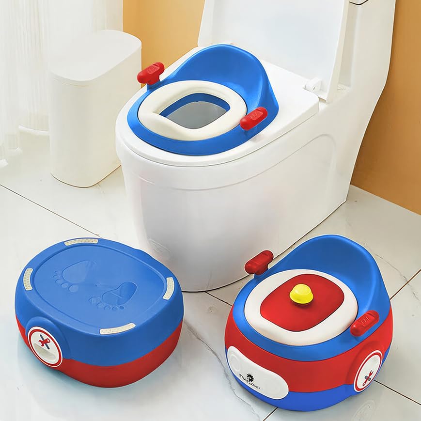 StarAndDaisy Plastic Potty Seat For Kids 1-5 Years / 3-In-1 Baby Toilet Training Seat With Anti-Skip Pads, Removable Potty Pot, Potty Training Seat For Baby & Kids. (Blue-Red) (B0DC4DYHNS) Amazon Price History, Amazon Price Tracker