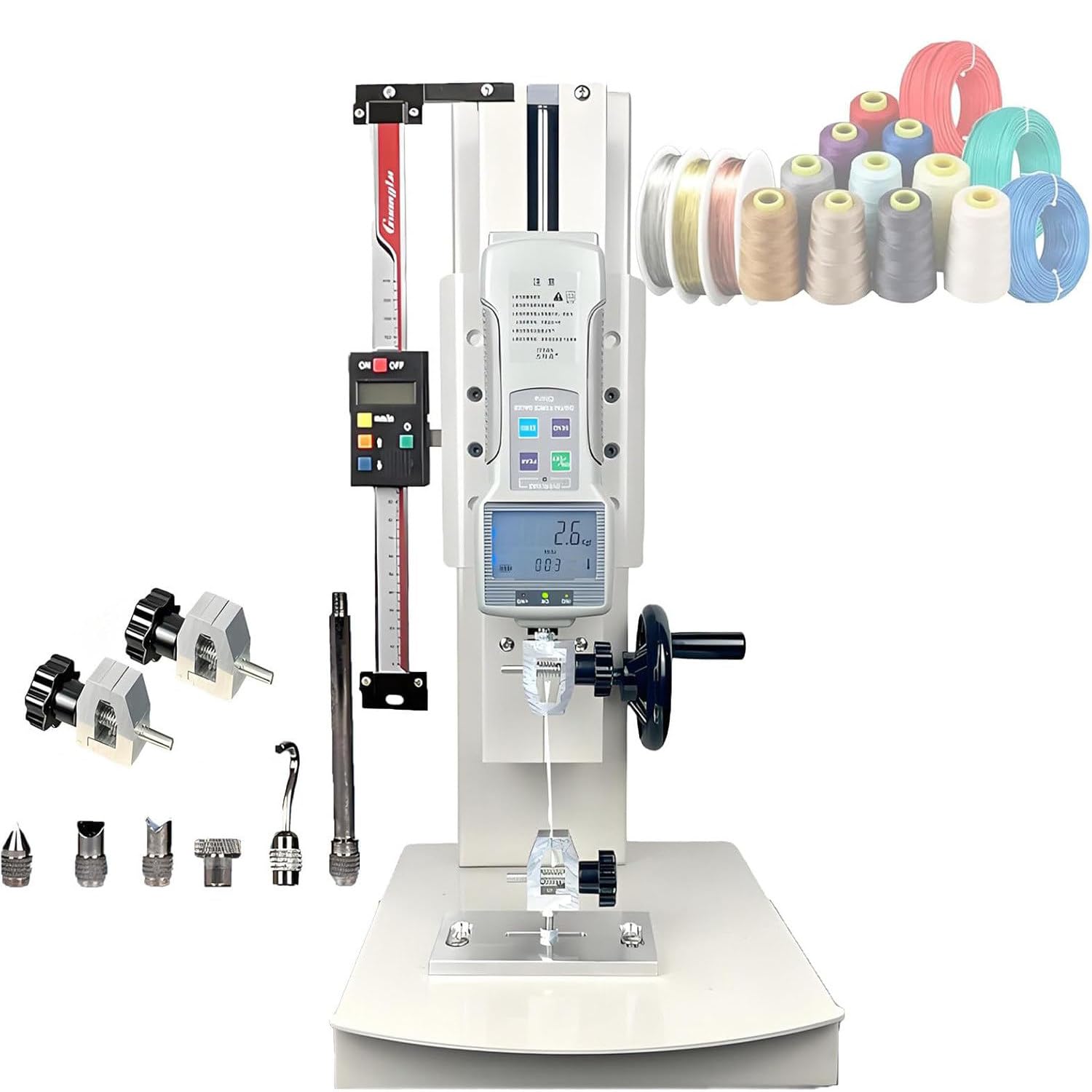 Tensile Compression Testing Machine, 270mm Stroke Tensile Tester, Digital Force Gauge Combo for Elongation and Compression Tests, with USB, Error 0.5%, Clamping Thickness 0 to 8 mm Withruler-2000N