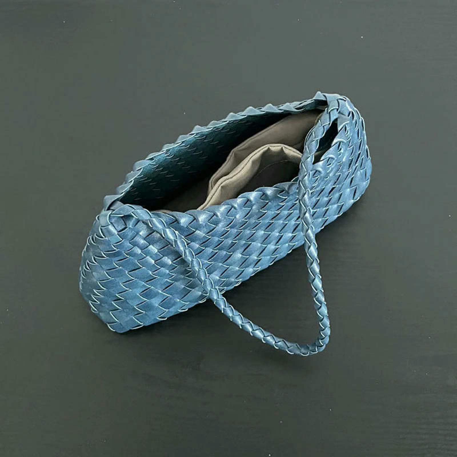 Handtasche Frauen Pu Handgewebte Schultertasche, Gemüse Korb Segelboot Eimer Urlaub Casual Handtasche-Off Weiß