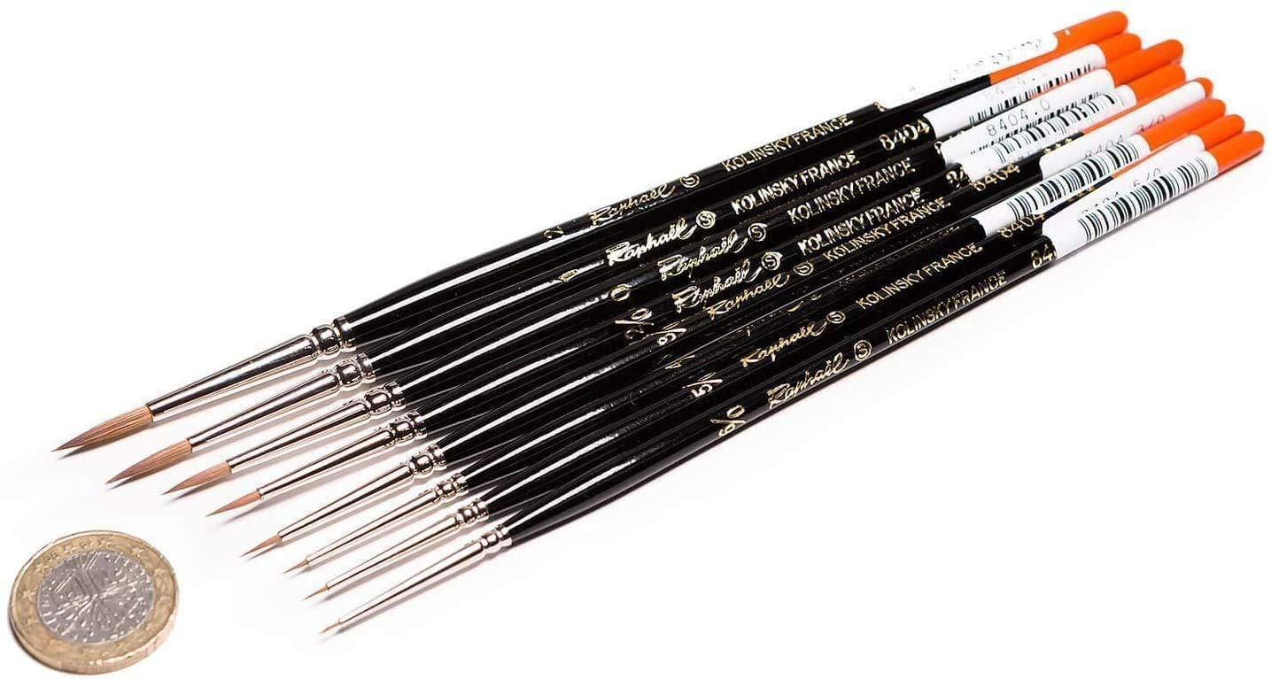 Pinceau Raphael Series 8404,kolinsky Rouge Sable Pinceau,Taille 0 Set 2pcs ET 1 Pinceau