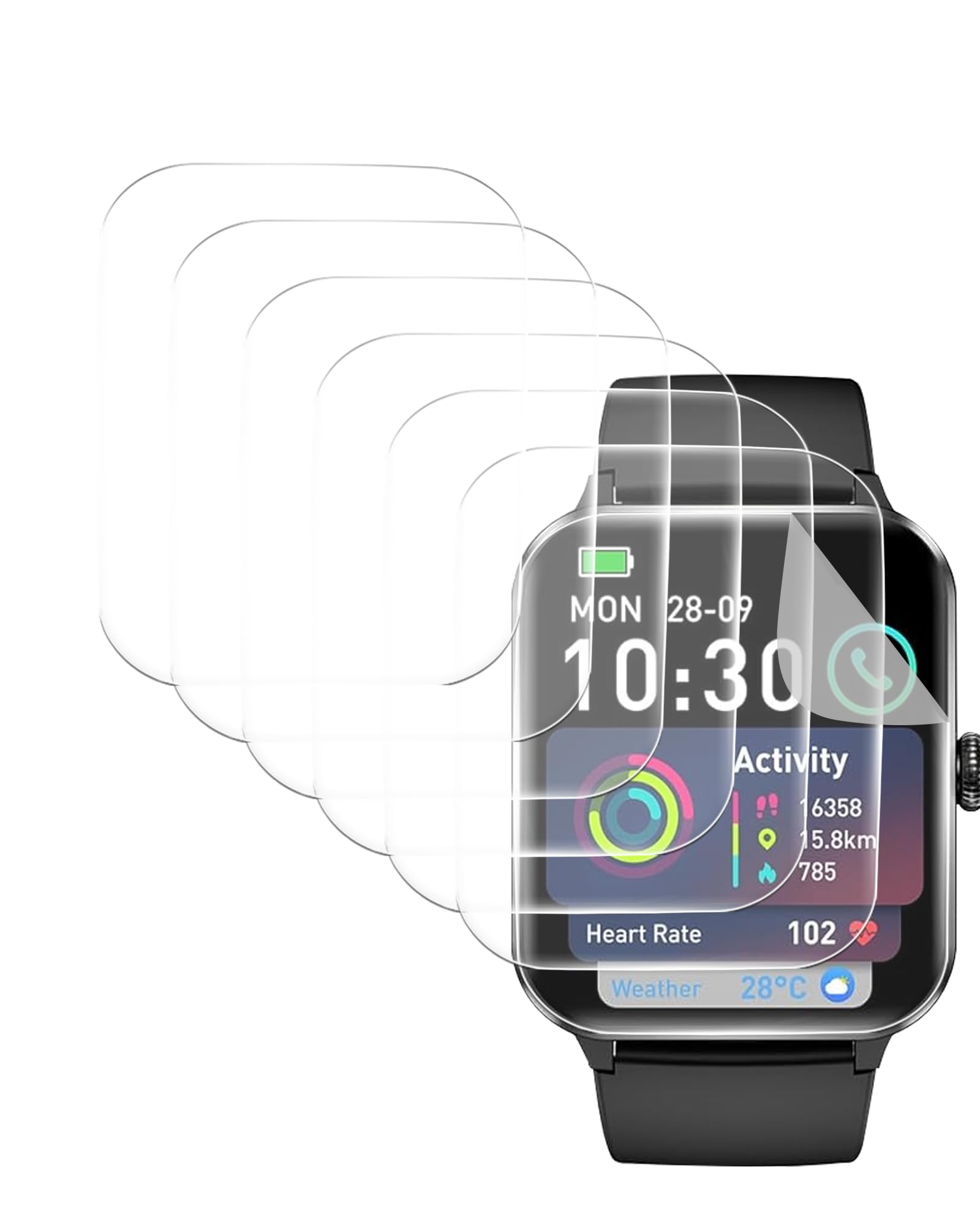 BOVUGAC [5 Pack] for Blackview 2025 1.85 Inch Smart Watches Screen Protector Easy Tear, Flexible TPU Film Compatible with Blackview R50Pro Smartwatch,