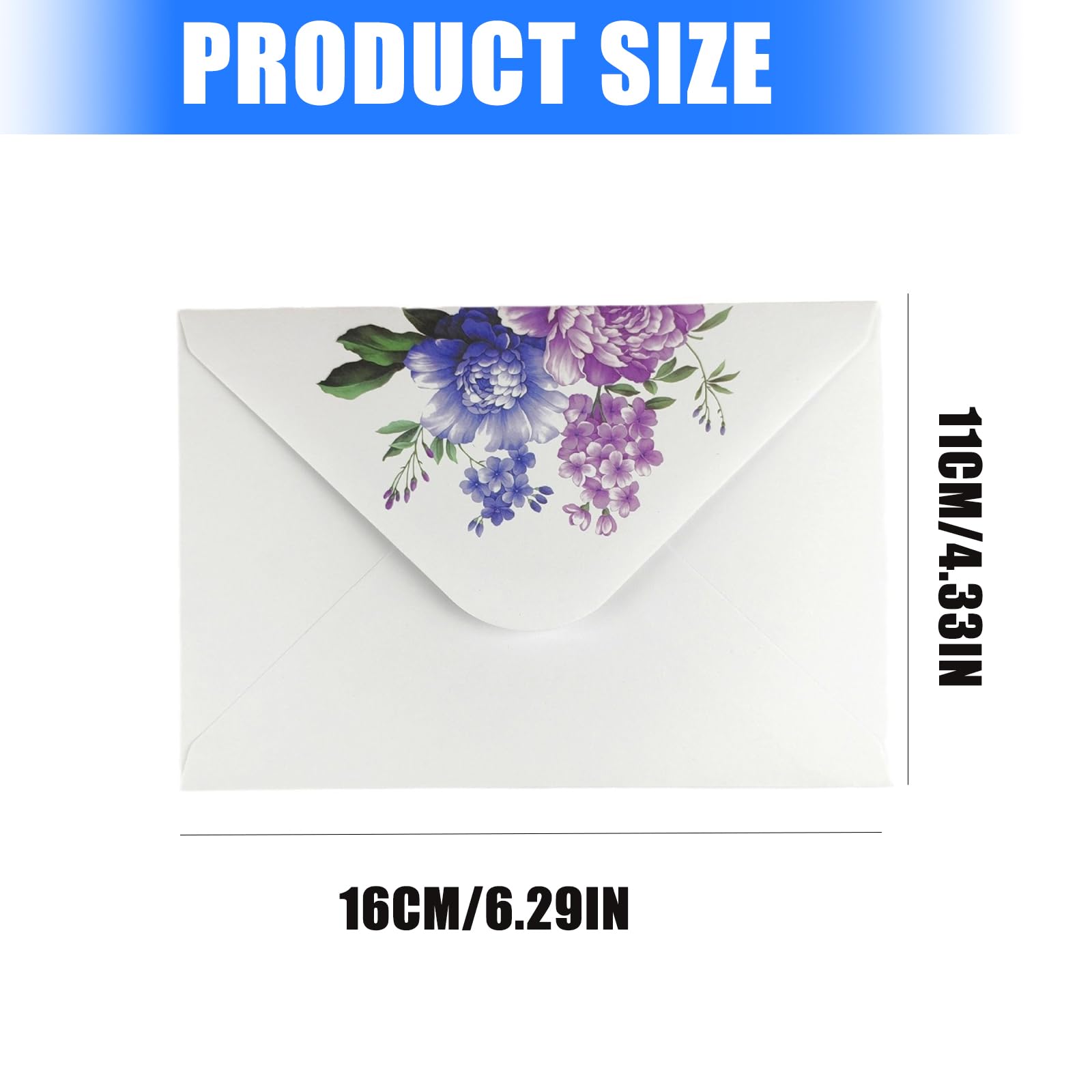 De 100 enveloppes de papeterie florales délicates Fermeture adhésive Idéal pour les invitations de mariage et les occasions spéciales Enveloppe florale