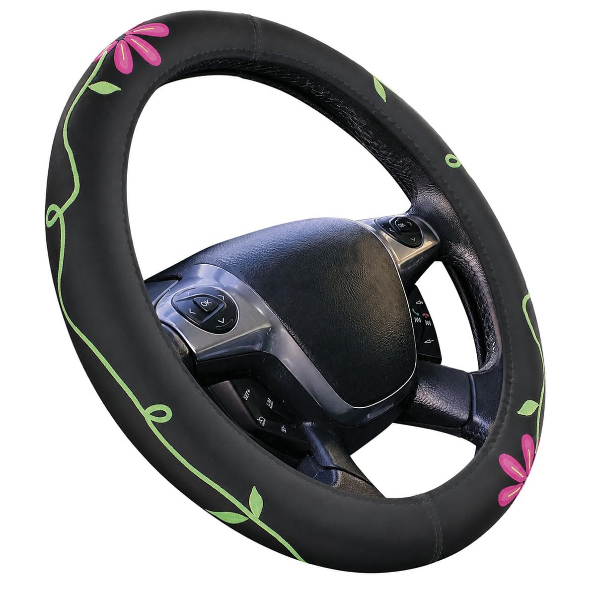 SUMEX 2505090 Steering Wheel Cover Velvet Flower Power