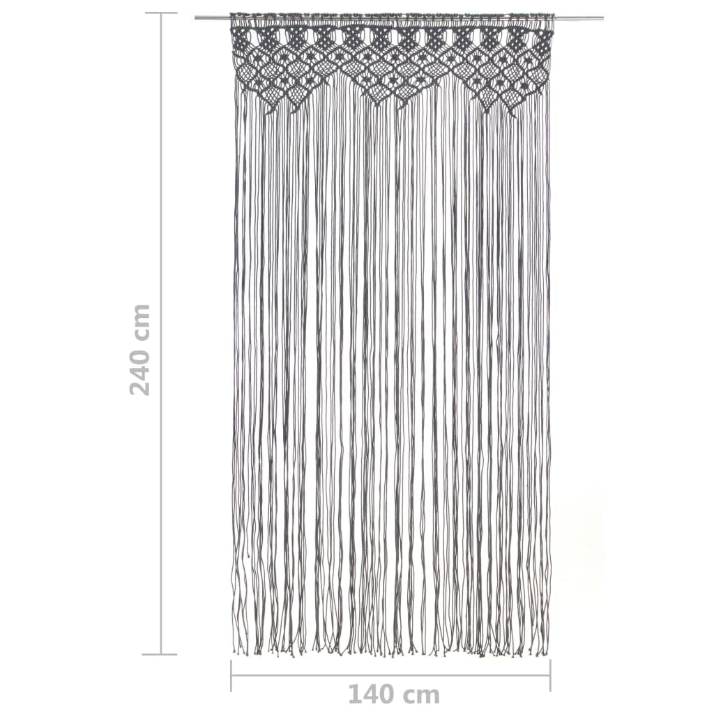Mangloder Rideau en macramé Anthracite 140x240 cm en Coton et Polyester pour décoration intérieure, Porte, fenêtre, séparateur de pièce ou vitrine, Lavable Facile