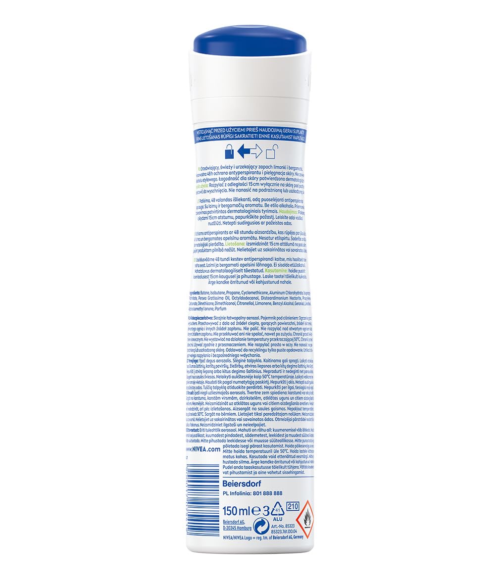 NIVEA Antiperspirant Fresh Citrus spray, 150ml (Packung mit 5)