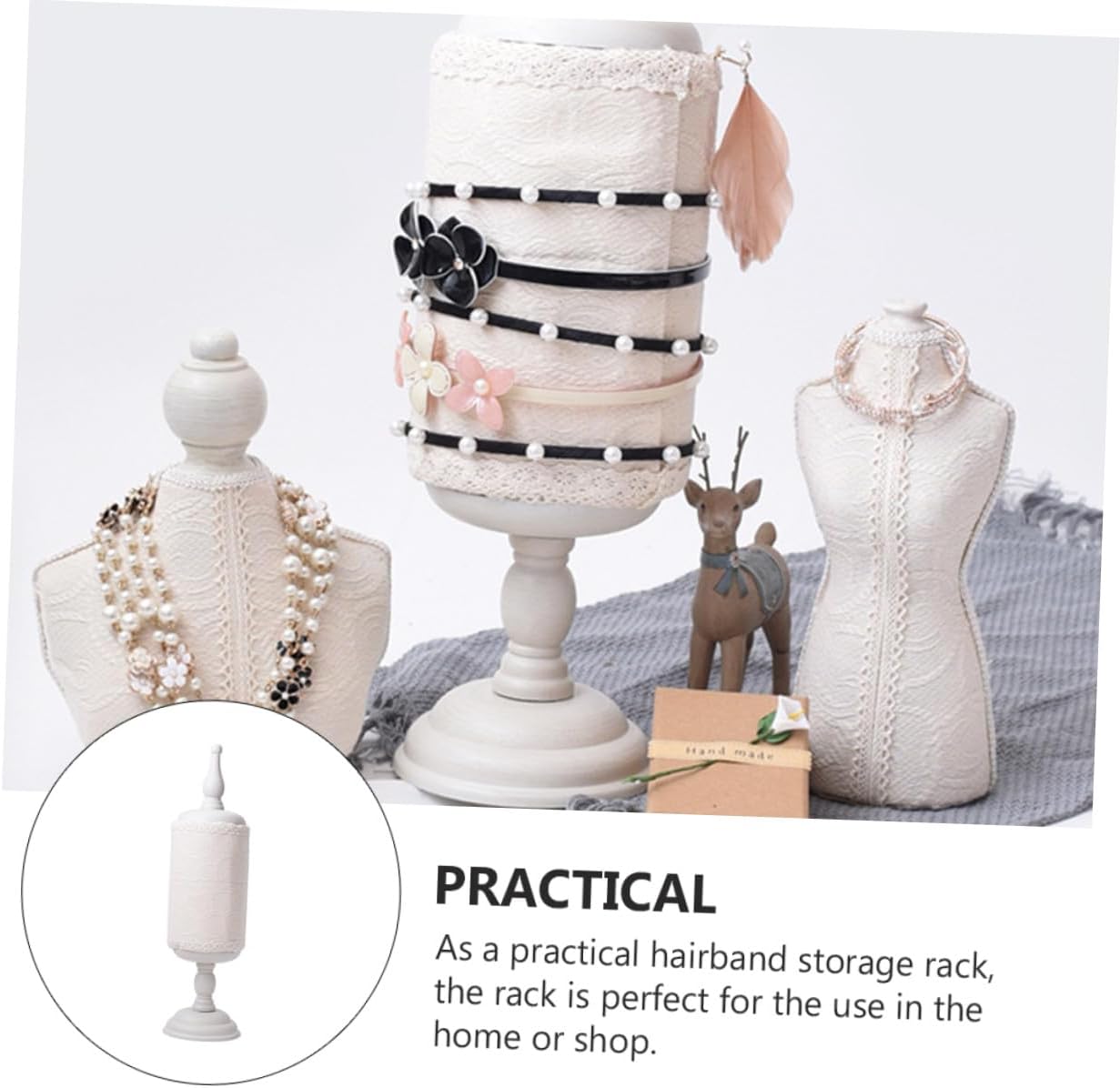 SAFIGLE 縦置きヘッドバンドディスプレイラック 髪飾り収納スタンド シンプルでスリッシュなレース発箍ホルダー 自宅 店舗用展示