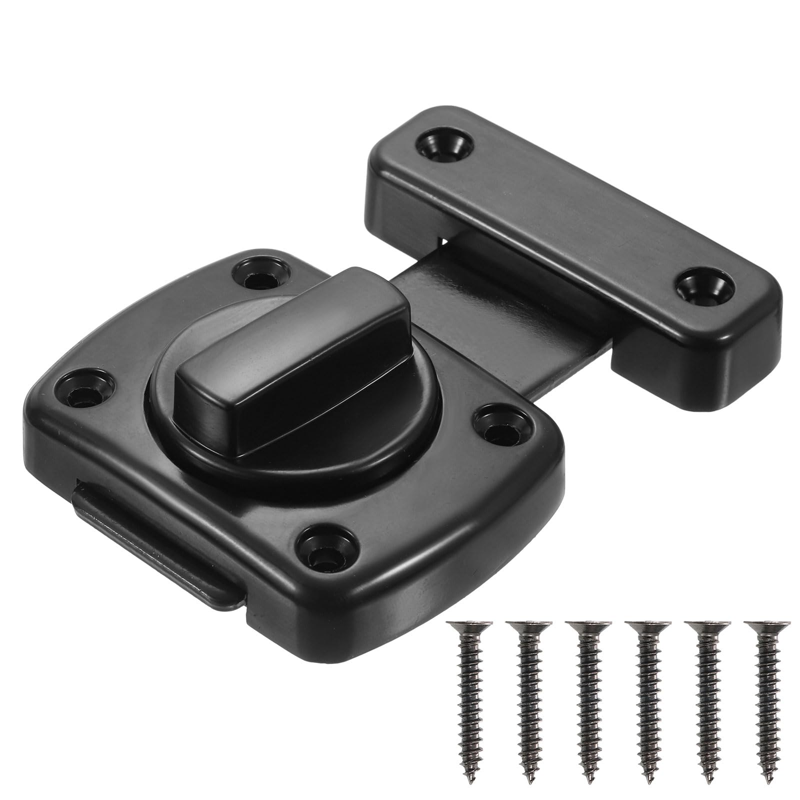 Loquet à boulon rotatif noir 6,6x5,1 cm pour verrou de fenêtre et meuble de cuisine