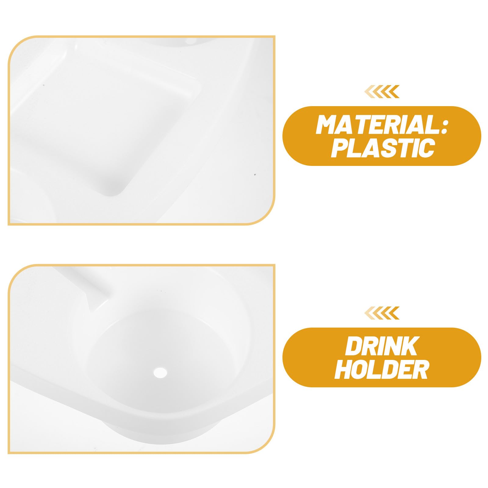 Bandeja de mesa blanca para sombrilla de 37 x 37 x 5,2 cm con portavasos y compartimento para aperitivos, base de plástico para uso al aire libre, perfecta para playa, piscina y camping