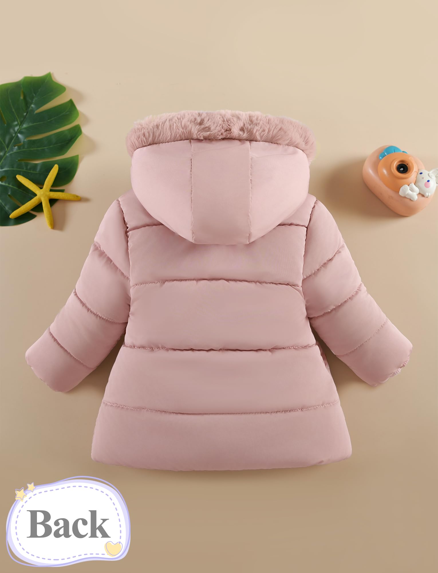 Maeau - Abrigo de Plumas Niña con Capucha Invierno Chaqueta de Algodón Cremalleras Parker Abrigo Forro Polar Plumífero Cálido con Bolsillo Pajarita 1-5 Años