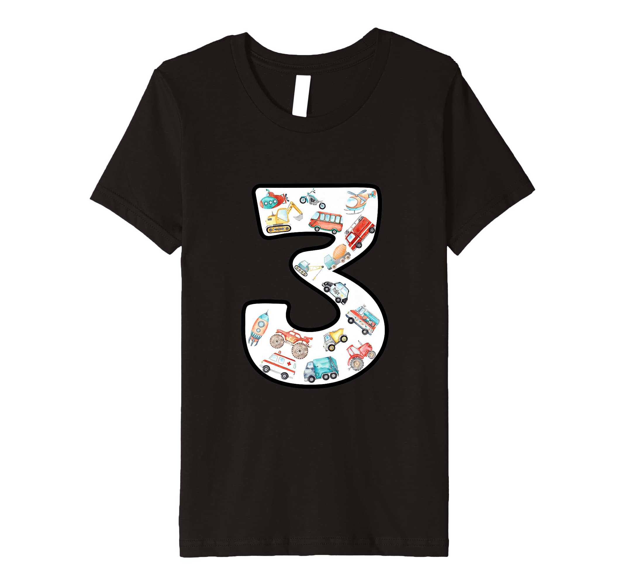 Kids 3rd Birthday T-Shirt Vehicles for Children Premium T-Shirt