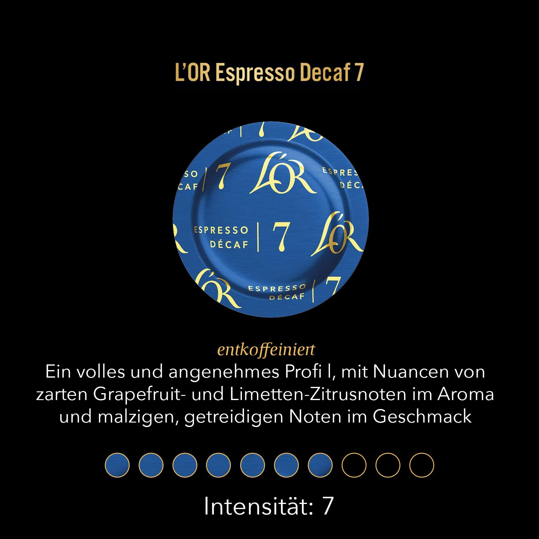 L'OR Suprême Espresso Decaf 7, kapsułki z kawą kompatybilne z Nespresso* Pro, bezkofeinowe (50 saszetek z kawą), intensywność 7/10