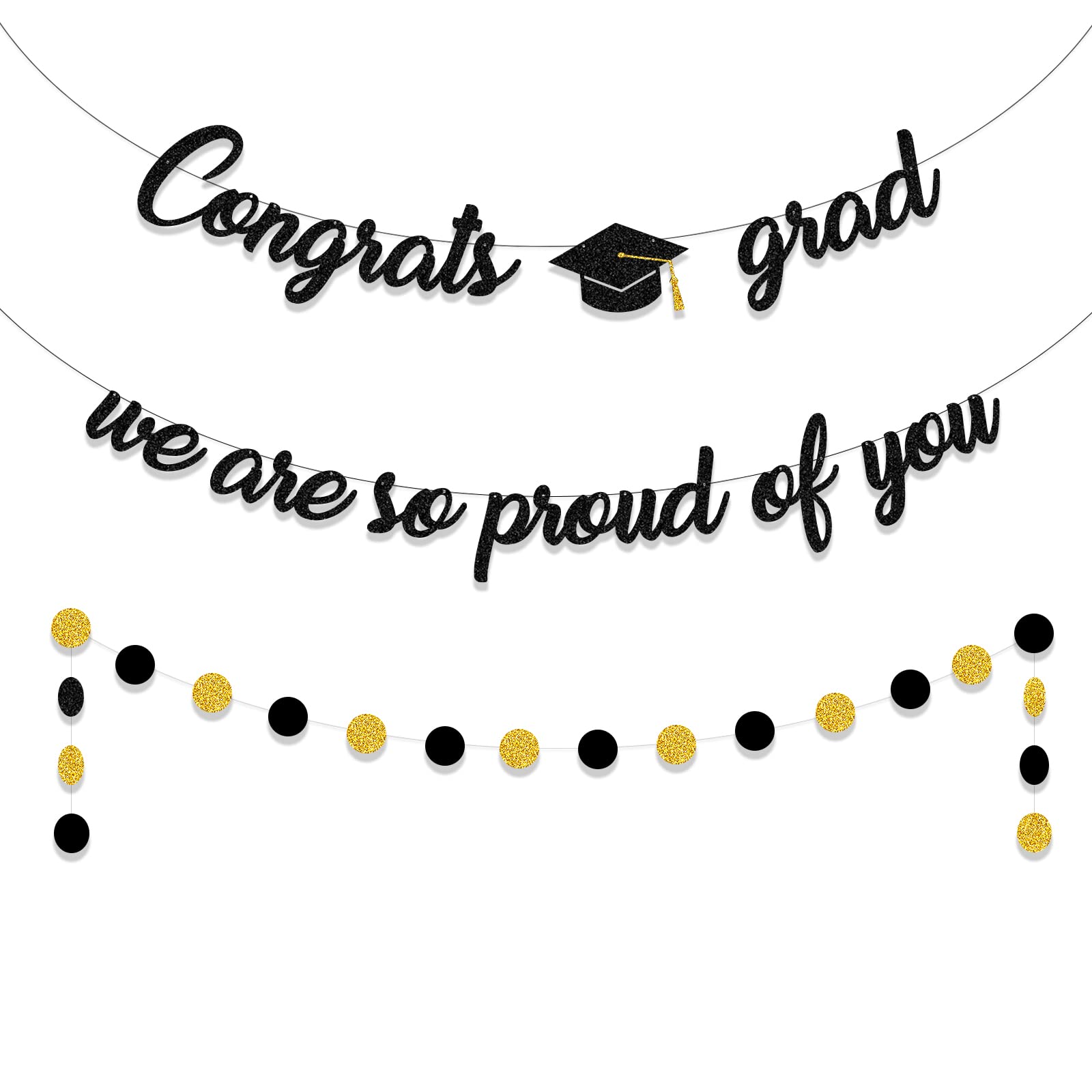 Tinbax Graduation Decorations Class of 2025 Party Supplies - Congrats Grad Banner and We are so Proud of You Banner(Pre-Strung)