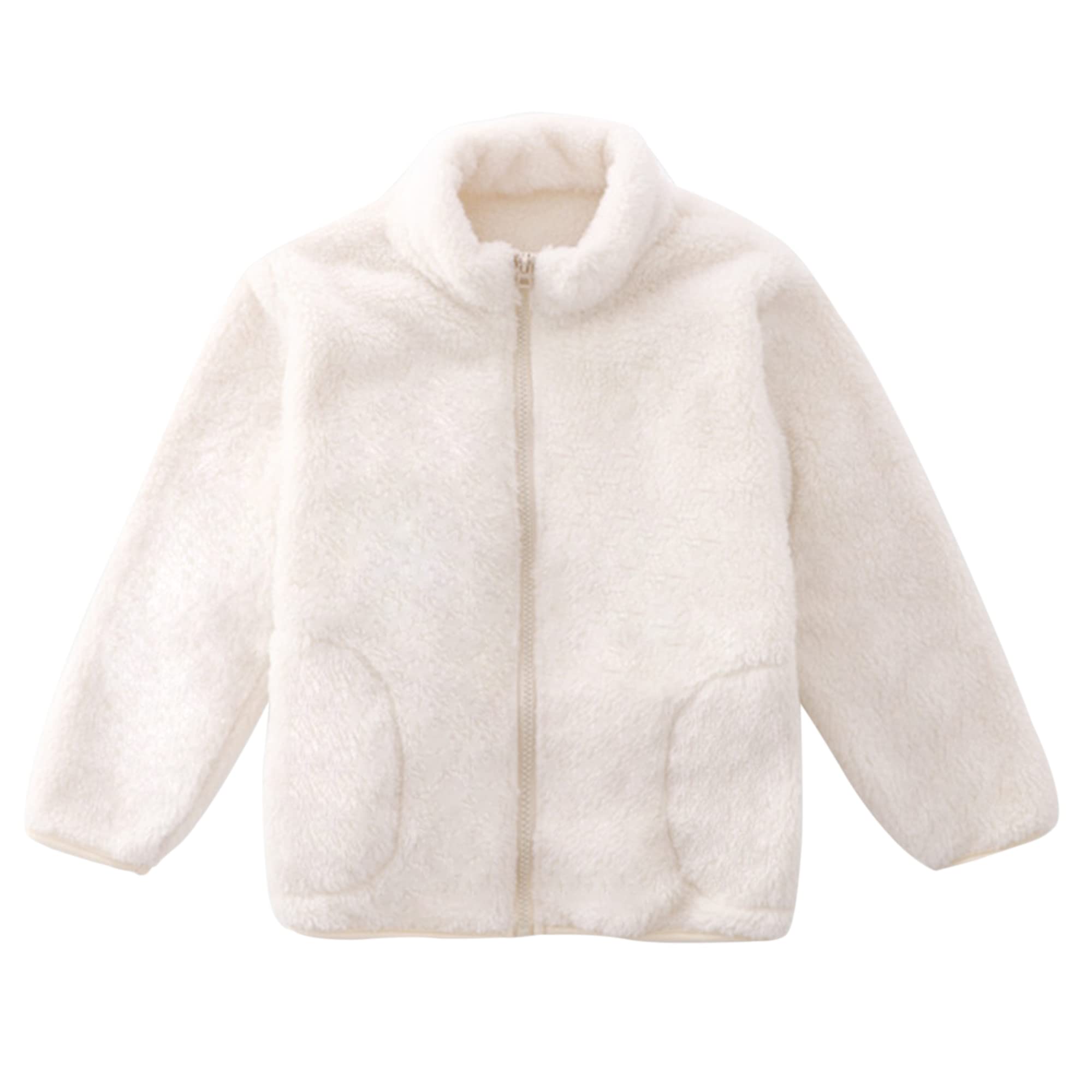 Enfants Filles Garçons Corail Veste Polaire Col Montant Manteau à Fermeture Éclair Parent-Enfant Survêtement Automne Hiver Transitions Saisons Manteau Chaud et Doux avec Poches