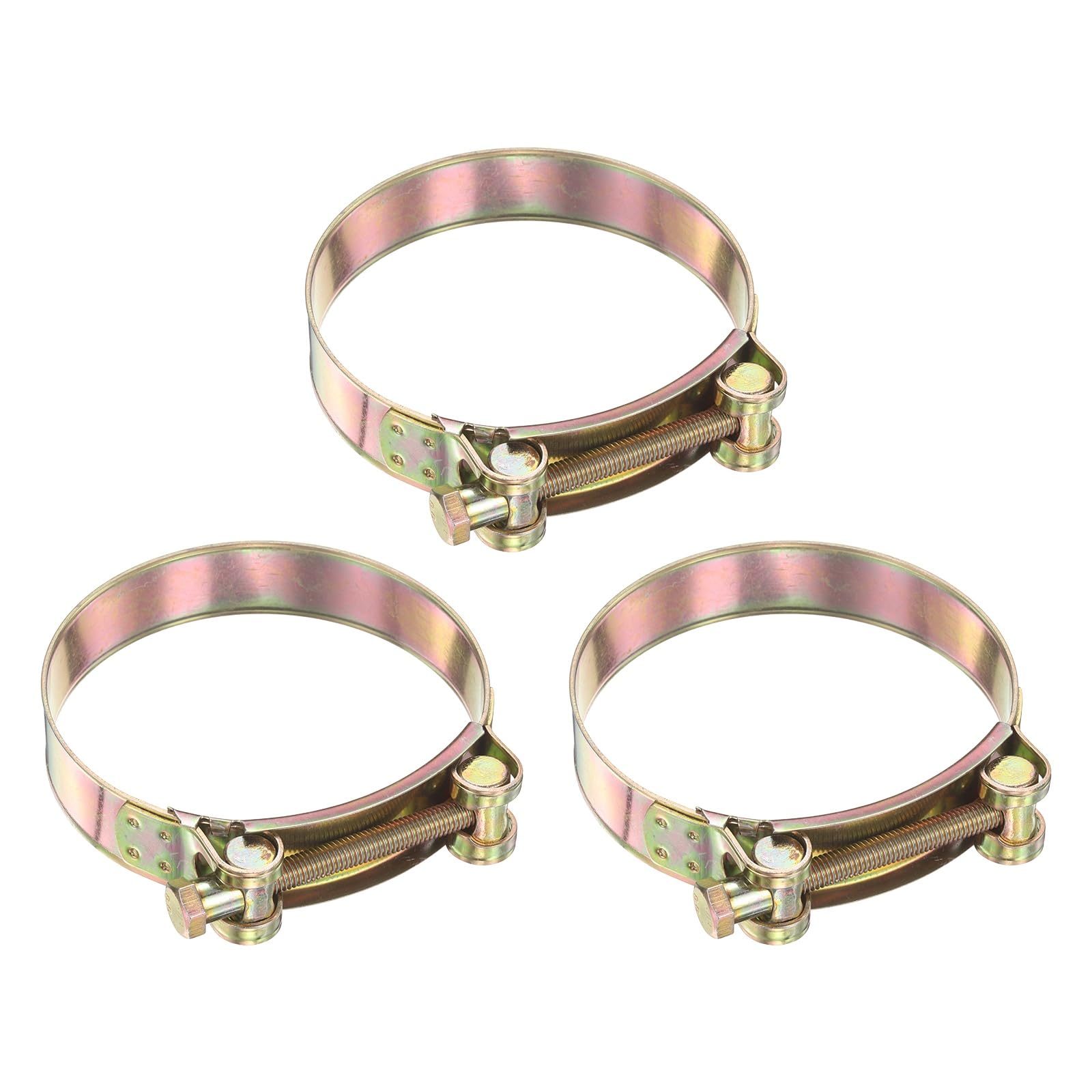 sourcing map 3pcs T-Bolt Hose Clamp 60-63mm (2.36-2.48") Galvanized Carbon Steel Adjustable Intake Radiator Pipe Clamps for Automotive Plumbing Industrial Pipes