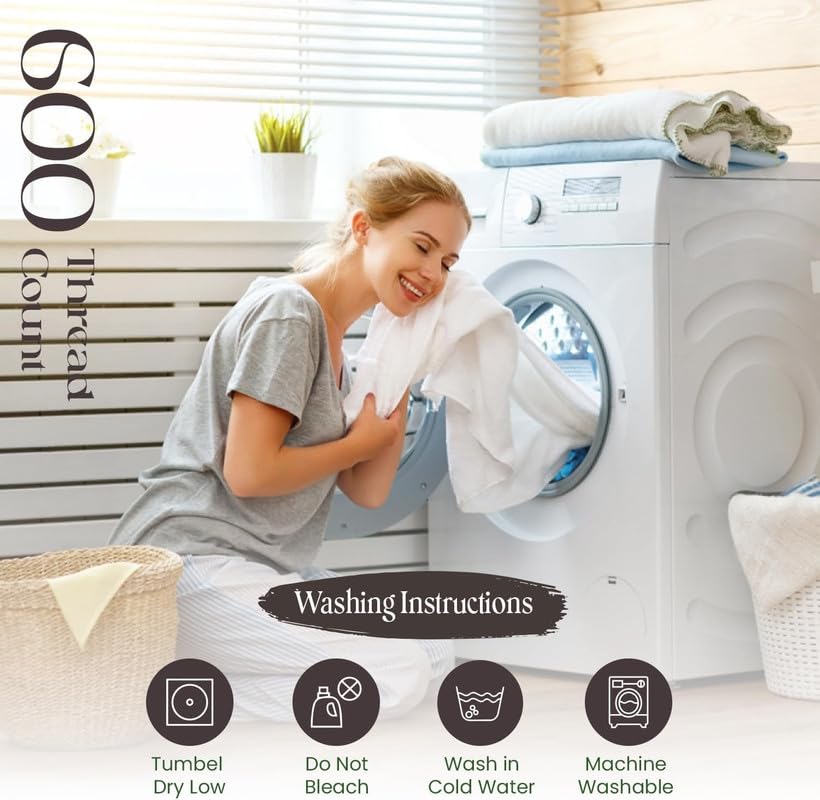 Image of SGI bedding Full Bed Sheets Set - Premium 600 TC Egyptian Cotton, Crisp & Cooling Sateen Weave, Extra Soft Hotel Collection, Fits Mattresses Up to 16 Inch Deep, Breathable & Long Lasting - White