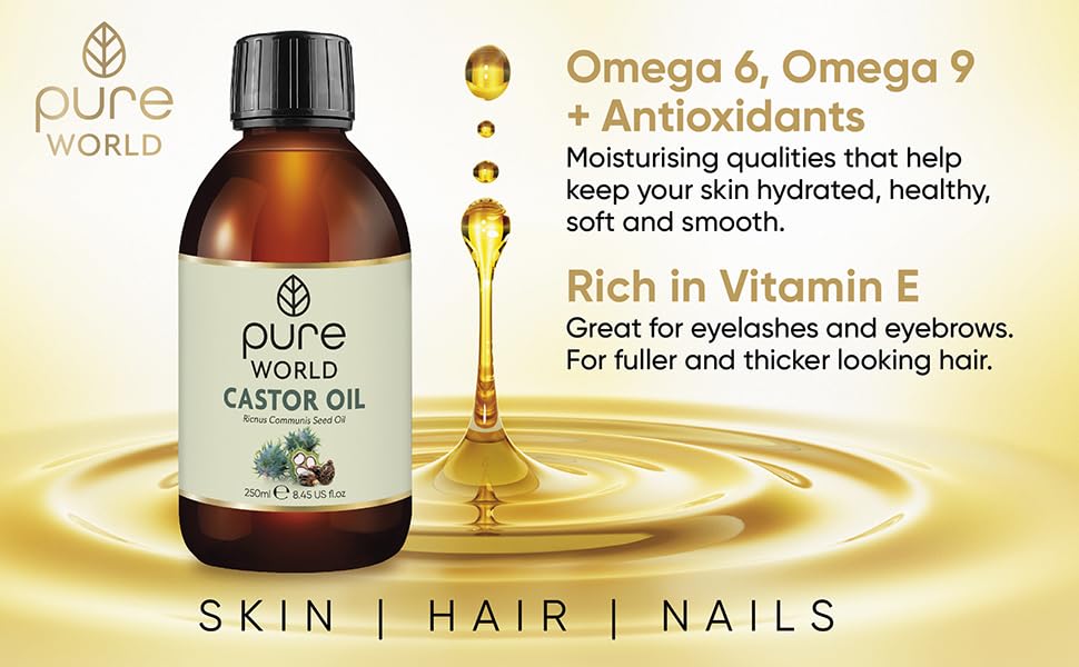 Miniatura 8 de Aceite de ricino natural de 8.45 onzas líquidas, prensado en frío y fresco, 100% puro y sin diluir, libre de hexano, natural para cejas, uñas,