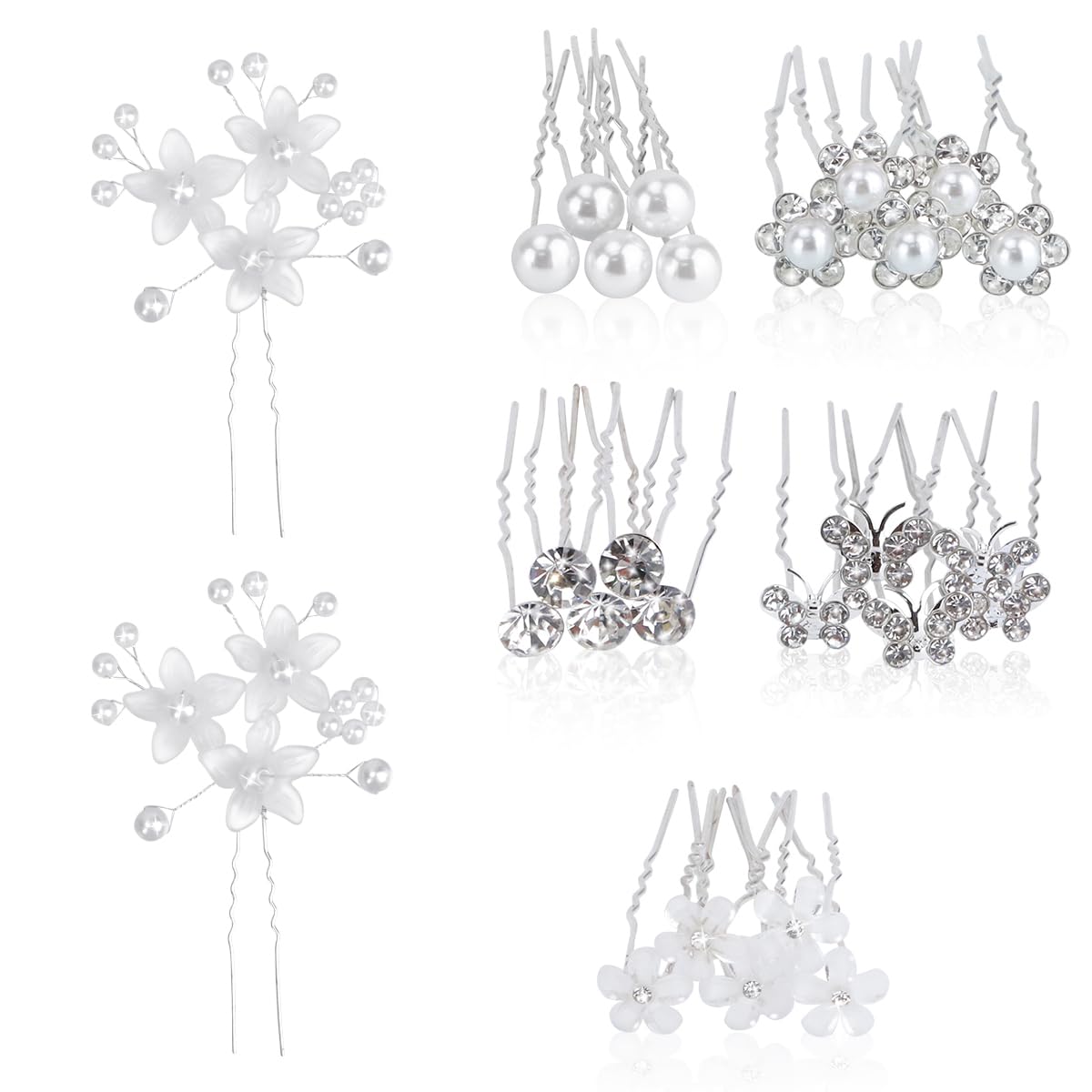 TIE-DailyNec 27 Piezas Adornos para Pelo Boda Orquillas para el Pelo Mujer Horquillas Elegantes Perlas y Flores en Forma de U Rhinestone Accesorios para Bodas, Ceremonias, Fiestas