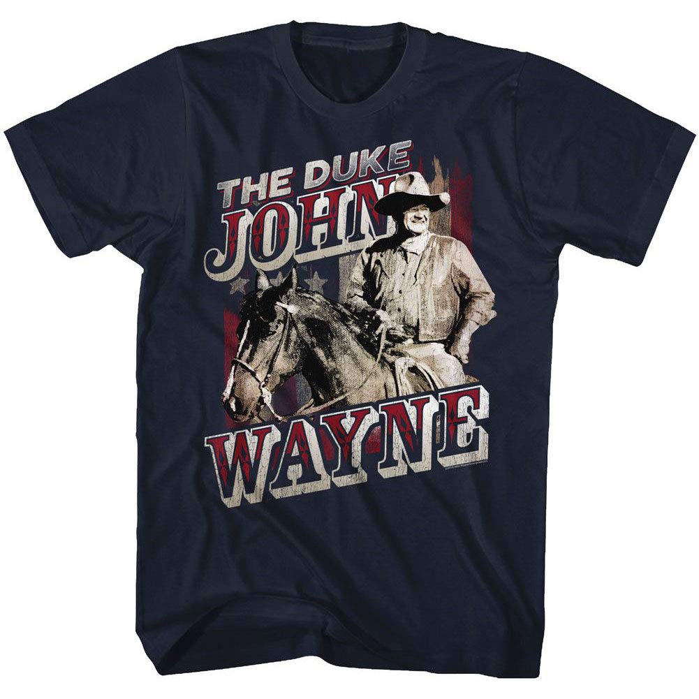 American ClassicsJohn Wayne American Legend Hollywood Actor The Duke on Horse Adult T-Shirt Tee