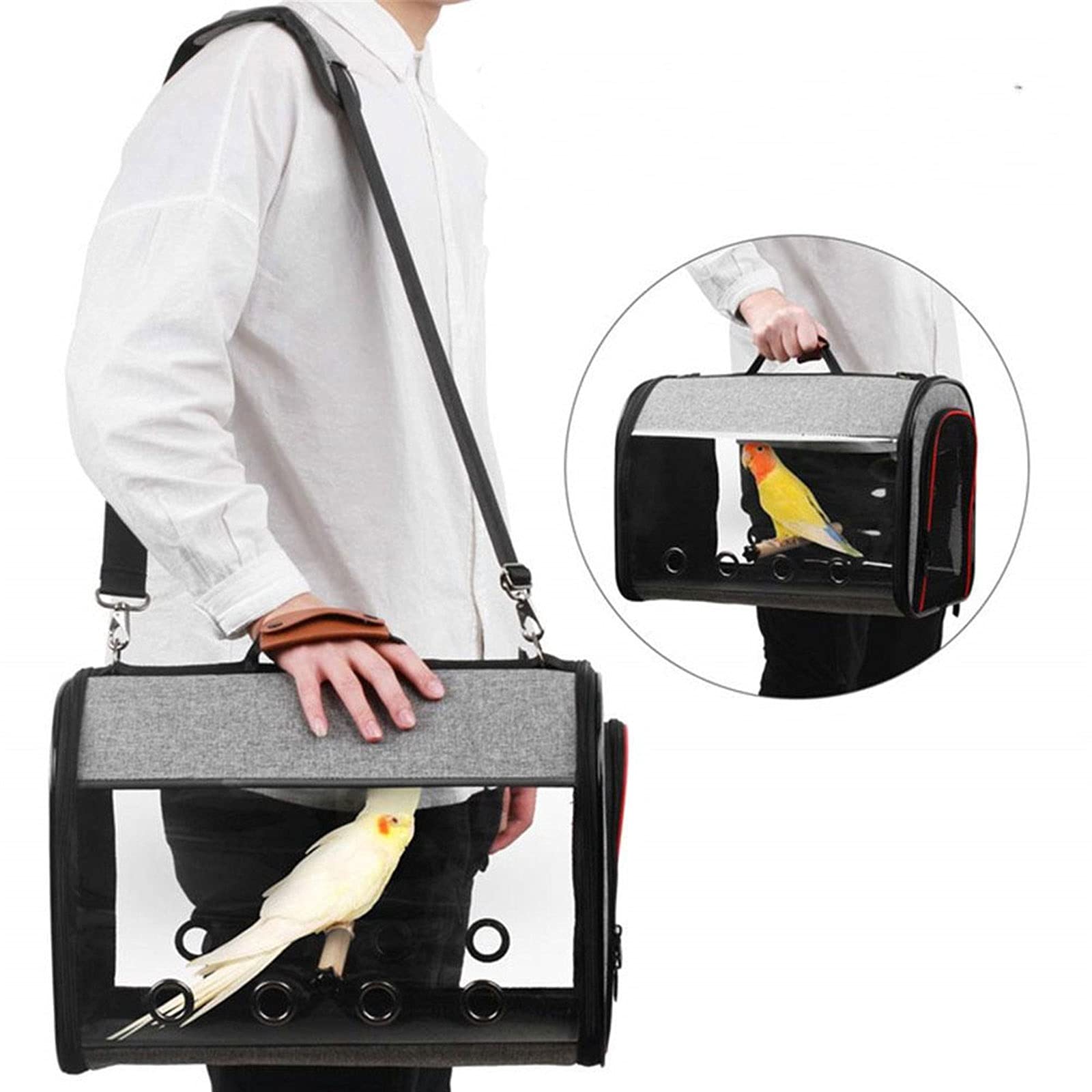 Liudan Jaula de Pájaros Pájaro Pájaro Travel Carrier Transparente Parrot Pájaro Pájaro Cause Mochila de Asas con Doble Cremallera Diseño Caja de Transporte de Aves Jaula
