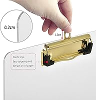 Vista 4 de Portapapeles de plástico con diseño de moda para estudiantes, niños, mujeres y hombres, tablero de clip acrílico A4, tamaño estándar A4, 9 x 12.5