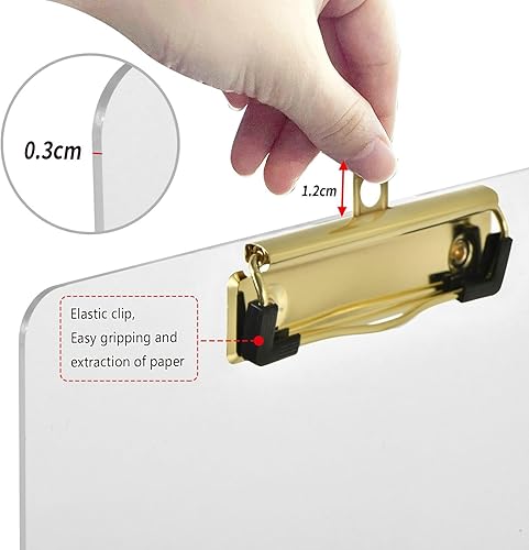 Miniatura 4 de Portapapeles de plástico con diseño de moda para estudiantes, niños, mujeres y hombres, tablero de clip acrílico A4, tamaño estándar A4, 9 x 12.5