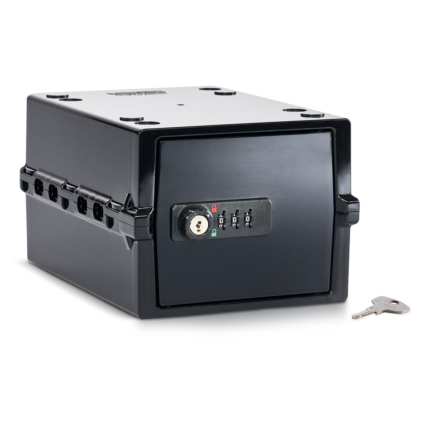Lockabox Mini Plus™ | Small Lockable Box with Combination Lock & Access Key (3L) | Mini Storage Lock Box for Medicines, Snacks & Phones | External Size 22.3 x 15.4 x 12 cm (Jet)