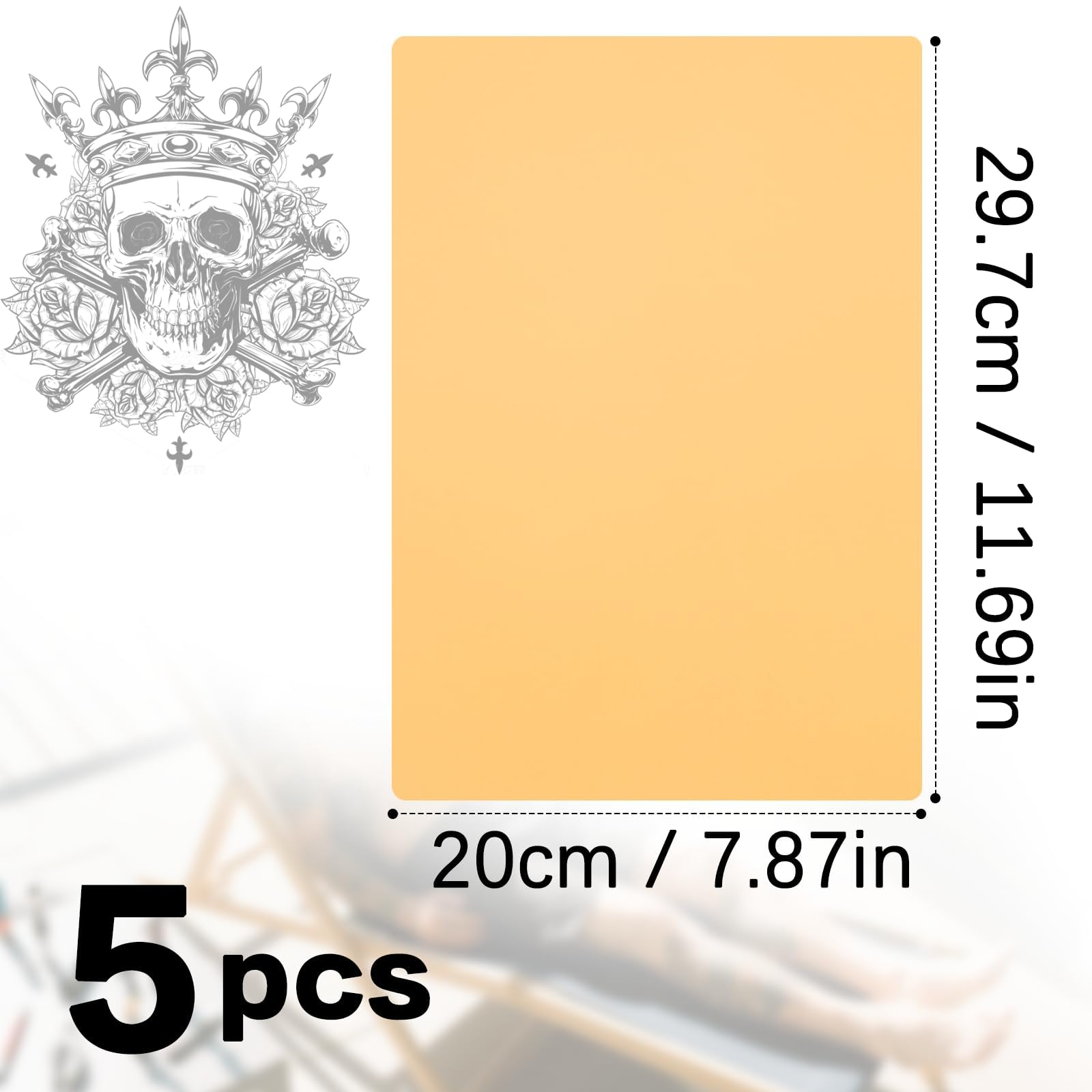 200 x 297 mm A4 Peau Synthétique Tatouage 3mm de Pratique 5 Pièces Fausse Peau Tatouage pour Débutants et Artistes Kit Tatouage Teint