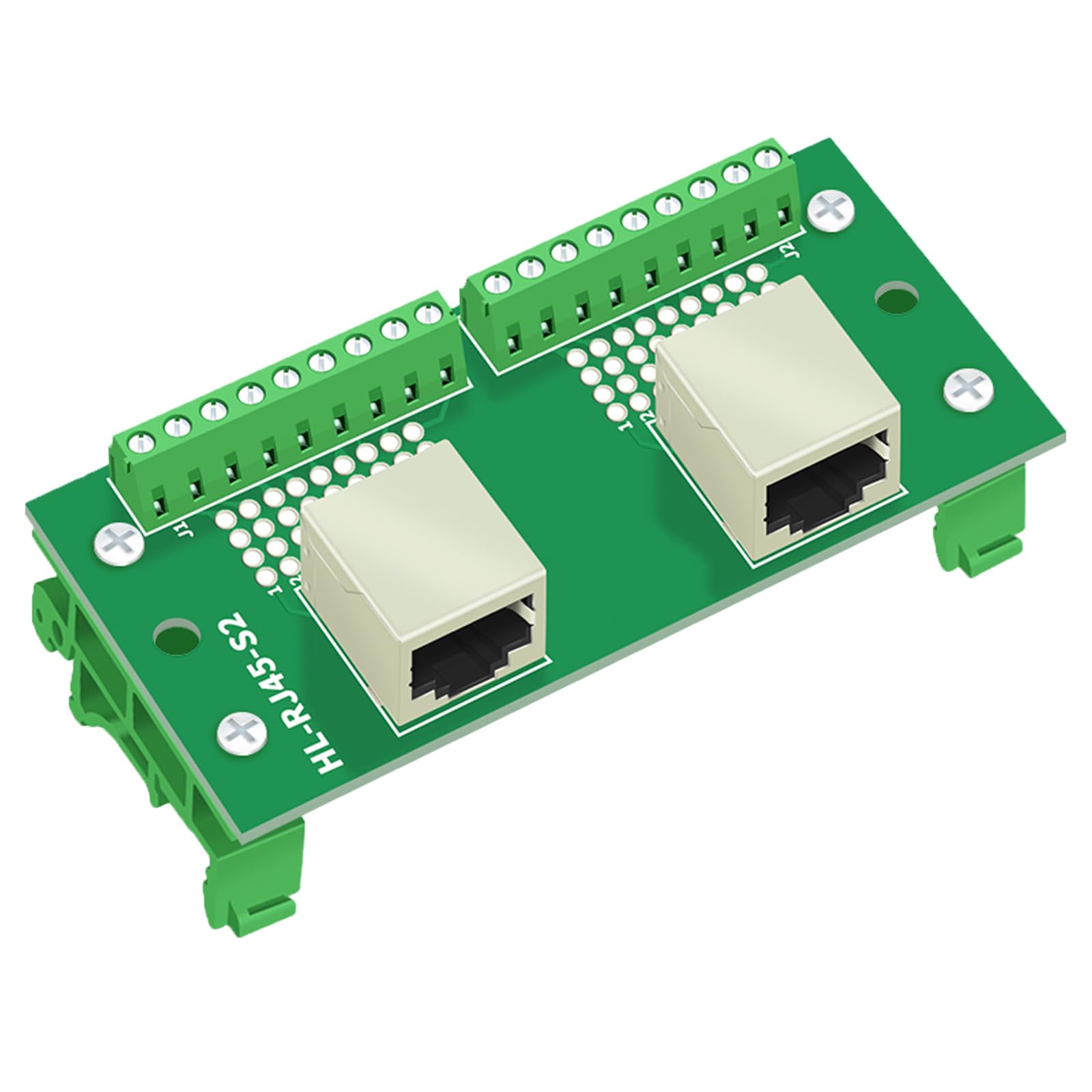 RJ45 8P8C DIN Schienenmontage Ethernet Dual Weiblich Terminal Steckverbinder Verteiler Breakout Board,Horizontale Buchsen Adapter(Horizontale)