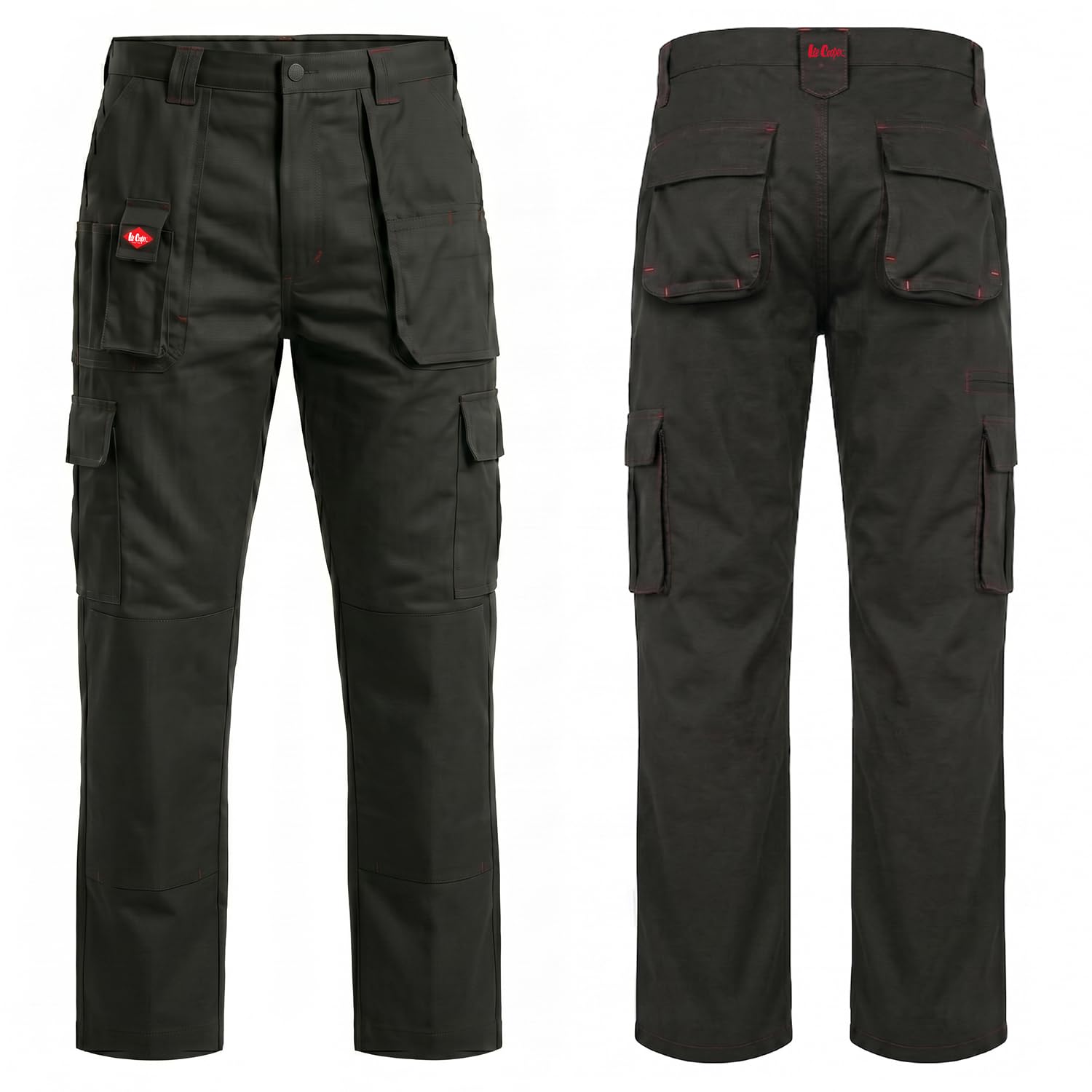 Lee Cooper LCPNT206 Męskie spodnie robocze cargo z wieloma kieszeniami spodnie ochronne z kieszeniami na nakolanniki wzmocnione