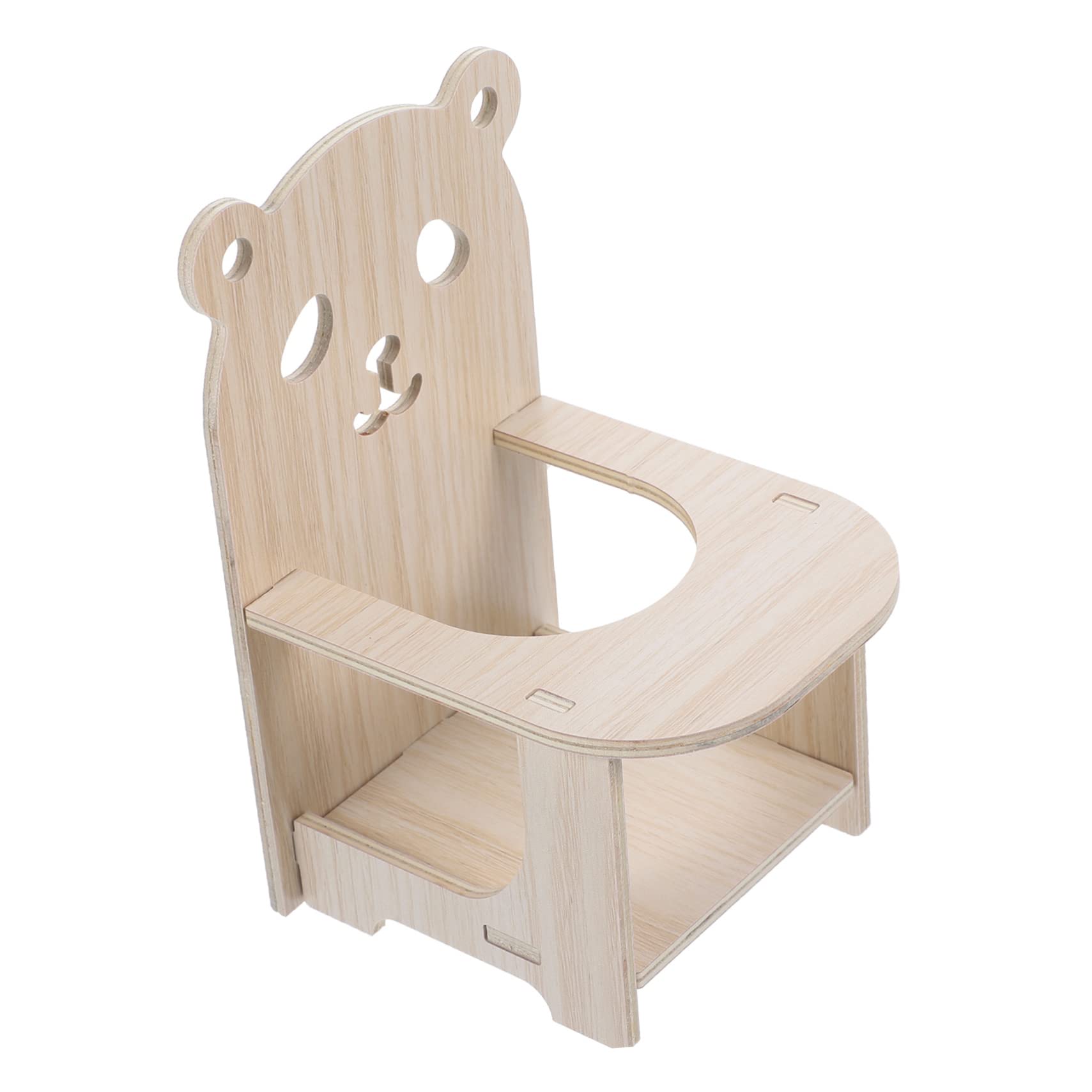Homoyoyo Wooden Hamster Feeding Chair Tray for Hamsters and Chinchillas, Comfortable Small Pets Chair Made of Beige Wood, Mini House Decoration Accessory and Photography Prop