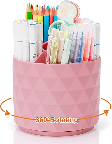Lindos soportes para lápices para escritorio, soportes giratorios de 360 grados para oficina en casa, organizador de bolígrafos con 5
