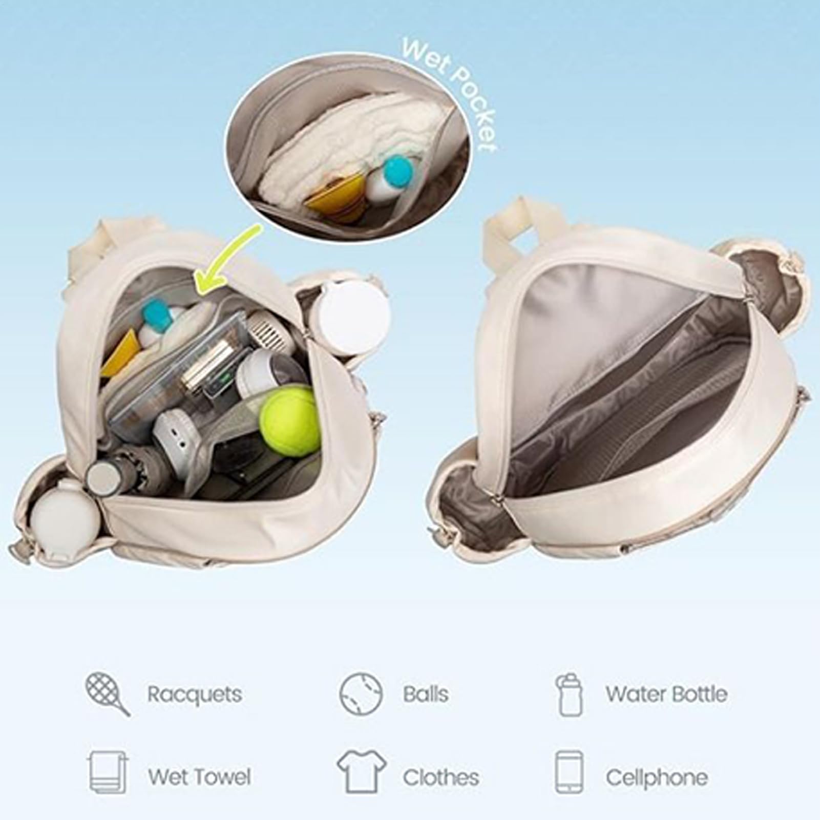 Borsa da tennis, porta racchette da tennis, organizer per attrezzature sportive in nylon, design multi-scomparto, tracolla regolabile, costruzione robusta e leggera, perfetta per palestra, spiaggia