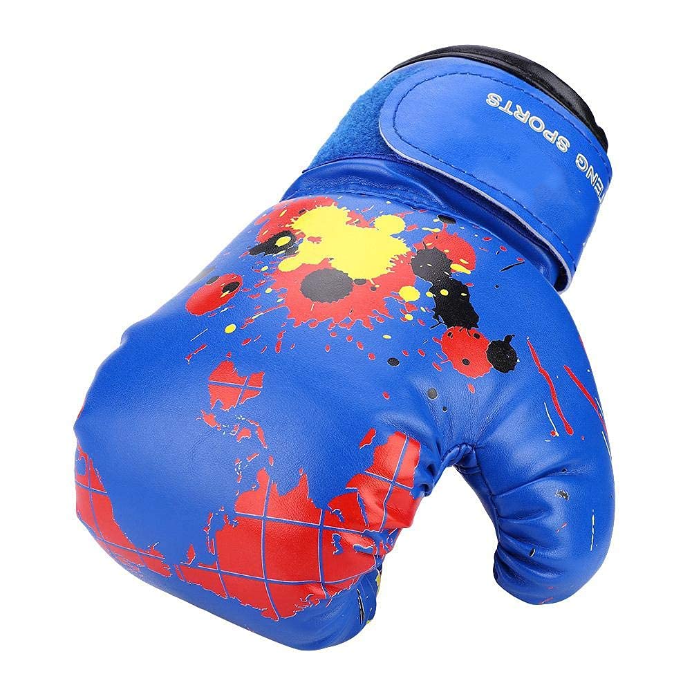 Bnineteenteam Kid's Boxing Gloves, Children Cartoon PU Leather Boxing Gloves Beginners Sparring Training Gloves Aged 2-11Years Old(Blue) Children's Sports Equipment Children's Movement — image 1