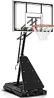 Skytime Portable Basketball Hoop 44/48 Inch PC Backboard, 5.3-10ft Stepless Crank Adjust, Outdoor/Indoor Goals System