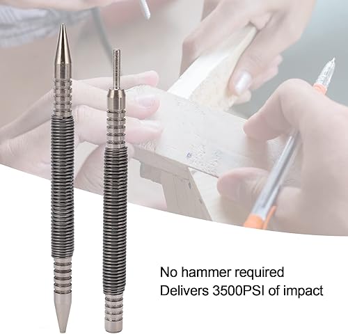 Miniatura 2 de Juego de 2 piezas de acero al carbono sin martillo de doble cabeza, 3500 psi, contador de fuerza de impacto, juego de punzón de bisagra de 1/32